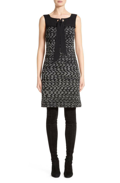 Pre-owned St John St. John Liya Tweed Shift Dress K11l060 Black White $895 – 4, 6, 10, 14 In Black And White