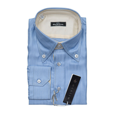 Pre-owned Gerlin Luxury 1400$  Point Collar Shirt Light Blue 100% Silk 16-41 Bijan