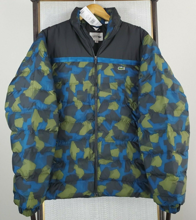 Pre-owned Lacoste $298  Sport Size Xl Mens Camouflage Puffer Jacket Full Zip Crocodile In Multicolor