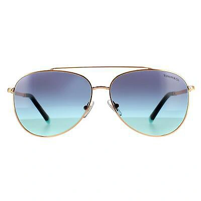 Pre-owned Tiffany & Co Tiffany Sunglasses Tf3074 61059s Rubedo Blue Azure Gradient In Gold