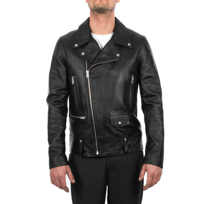 Pre-owned Handmade Italian  Men Genuine Leather Moto Motorcycle Biker Jacket Black S To 2xl