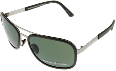 Pre-owned Porsche Design Sunglasses Titanium Grey Silver Unisex P8553 D Aviator In Green