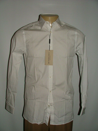 Pre-owned Burberry Wt  London Dress Shirt Size 15 33 100% Cotton White Solid 285
