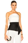 ROLAND MOURET ROLAND MOURET PENN DOUBLE FACED SATIN & STRETCH VISCOSE TOP IN BLACK,WHITE,PS17 6410 6392