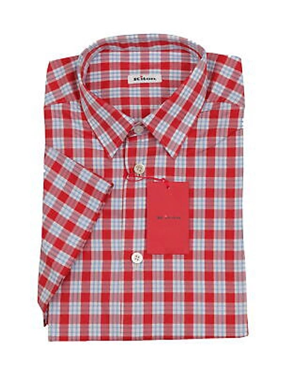 Pre-owned Kiton Red Short Sleeved Cotton Shirt - Slim - (kt06292219)