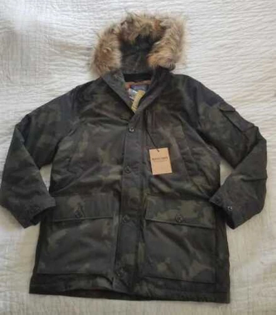 Pre-owned Jcrew Men's M Xl J Crew Nordic Down Parka In Dark Camo With Eco-friendly Primaloft In Green