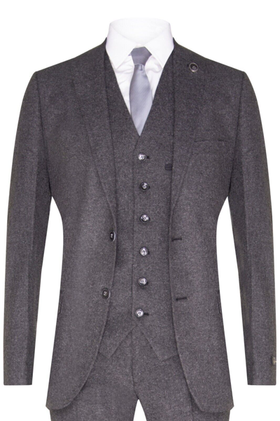 Pre-owned Tru Clothing Mens Grey 3 Piece Tweed Wool Retro 1920s Suit Peaky Blinders Classic Tailored In Gray