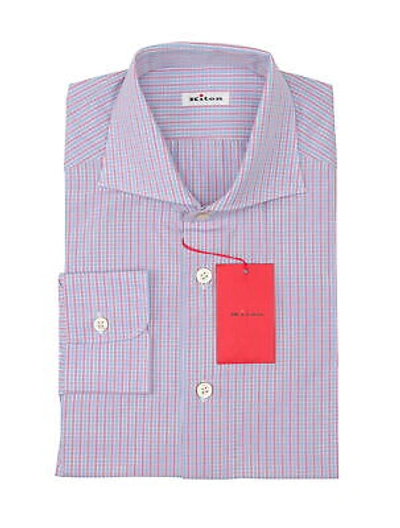 Pre-owned Kiton Purple Check Cotton Shirt - Slim - (kt0629224)