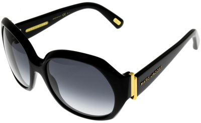 Pre-owned Marc Jacobs Sunglasses Women Shiny Black Rectangular Mj302/s 807jj In Gray