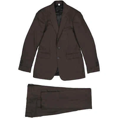 Pre-owned Burberry Men's Dark Brown Slim Fit Puppytooth Check Wool Suit