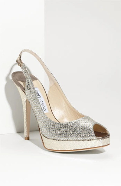 Jimmy Choo 'clue' Glitter Slingback Pump (nordstrom Exclusive Color) In Champagne