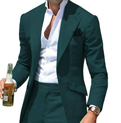 Pre-owned Handmade Men Suit 2 Pc Slim Fit Green Suit Evening Christmas Party Wear Dinner Coat Pants