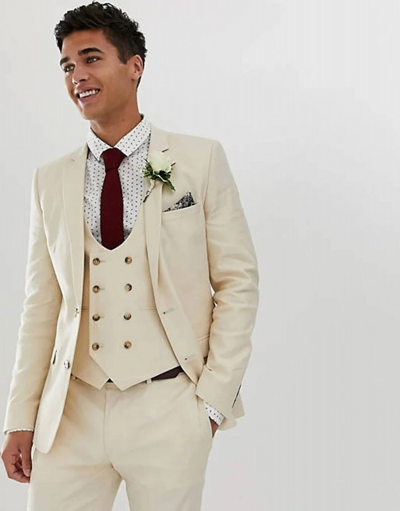 Pre-owned Blazer Men 3 Piece Suit Groom Wedding Slim Fit Prom Party Wear Dinner Formal Coat Pants In White