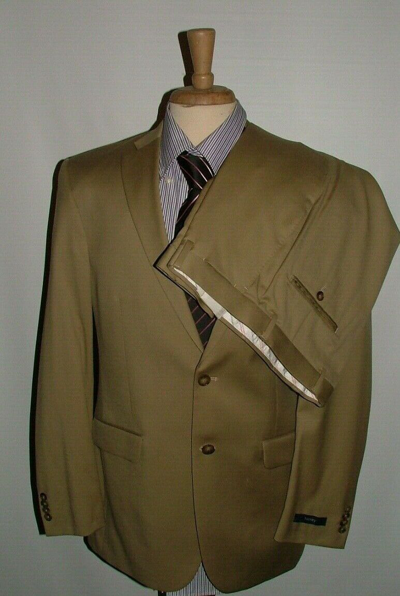 Pre-owned Hickey Freeman Wt $895 Hickey By  Suit Size 40 L 34 X 30 100% Wool Tan 280 In Gray