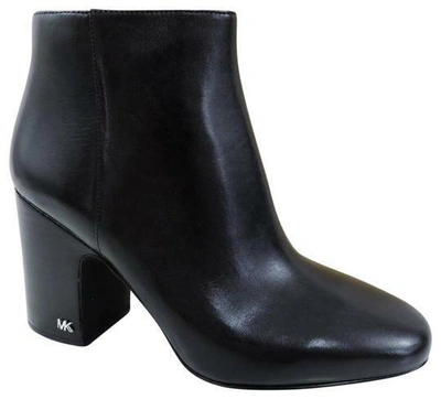 Pre-owned Michael Kors Elaine Leather Bootie Black Ankle Boots Block Heel 40f8elhe5l - 11