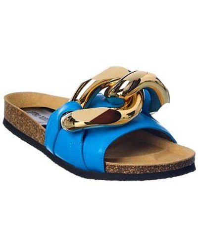 Pre-owned Jw Anderson Chain Leather Sandal Women's In Blue