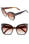 Tom Ford Women's Oversized Cat Eye Sunglasses, 53mm In Black