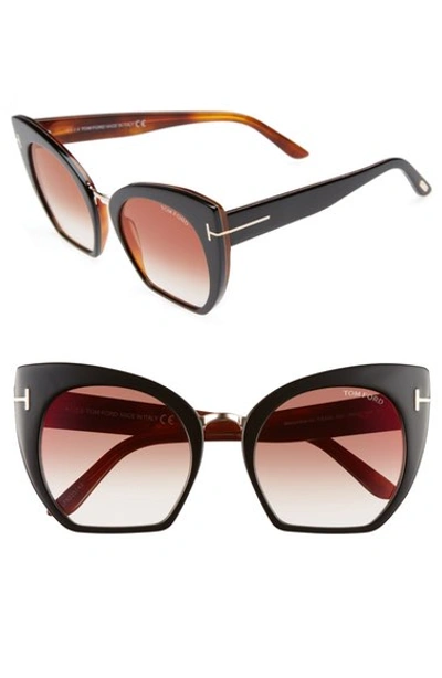 Tom Ford Women's Oversized Cat Eye Sunglasses, 53mm In Black