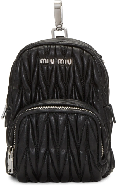 Miu Miu Mini Matelasse Leather Crossbody Backpack In Black