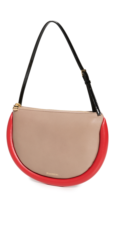 Jw Anderson The Bumper Moon Colorblock Leather Shoulder Bag In Taupe Red