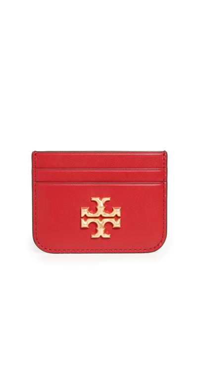 Tory Burch Eleanor Leather Card Case In Tory Red
