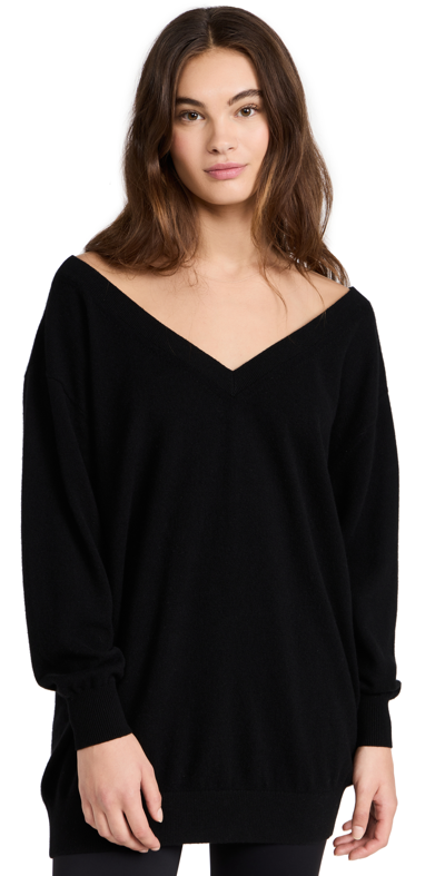 Alexander Wang V Neck Tunic Pullover Dress With Tulle In Black