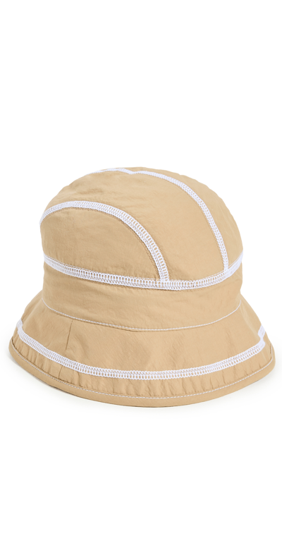 Jacquemus Le Bob Frescu Topstitched Shell Bucket Hat In Beige