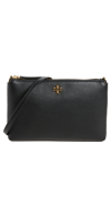 TORY BURCH MERCER PEBBLED WALLET CROSSBODY BLACK