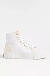 Good News Juice Vegan Leather-paneled Canvas High-top Sneakers In White