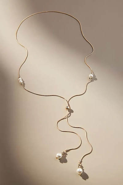 Anthropologie Delicate Pearl Drop Necklace In White