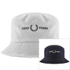 FRED PERRY FRED PERRY REVERSIBLE LOGO BUCKET HAT WHITE