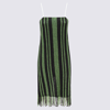 JW ANDERSON GREEN AND BLACK COTTON-BLEND DRESS