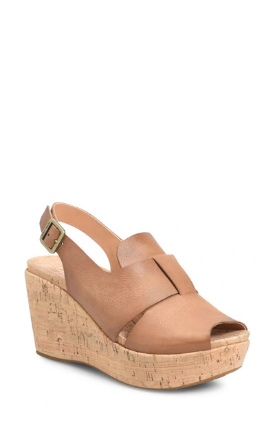 Kork-ease Alex Slingback Platform Wedge Sandal In Brown F/ G