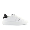 Philippe Model Temple Veau Leather Sneakers In Bianco / Nero