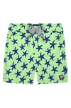 Tom & Teddy Boy's Starfish Print Classic Fit Swim Trunks In Pale Green