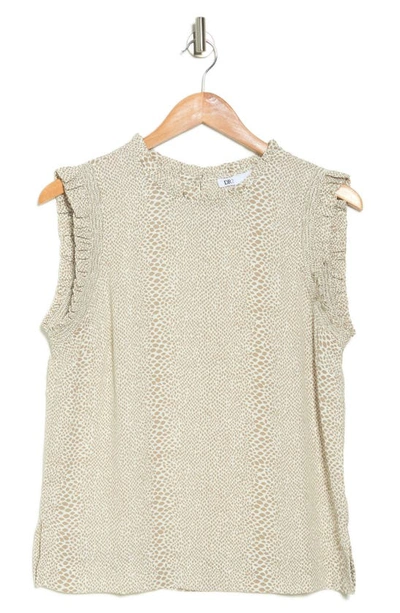 Dr2 By Daniel Rainn Ruffle Trim Animal Print Top In N334 Ivory