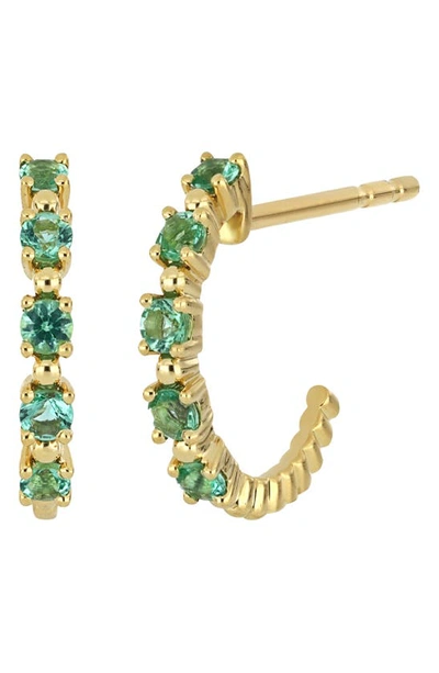 Bony Levy 18k Gold El Mar Emerald 12mm Hoop Earrings In 18k Yellow Gold