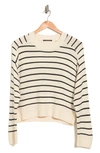 T Tahari Saddle Stripe Long Sleeve Sweater In Cream/ Black Stripe