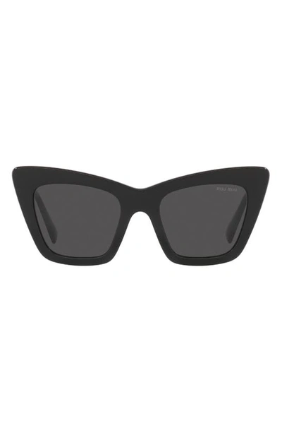 Miu Miu 50mm Cat Eye Sunglasses In Black / Dark Grey