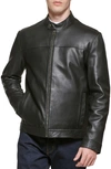 COLE HAAN BONDED LEATHER MOTO JACKET