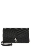 Rebecca Minkoff Edie Quilted Leather Wallet On A Chain In Black