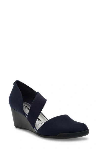 Anne Klein Tara Wedge Pump In Navy Mult