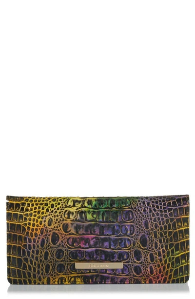 Brahmin Ady Croc Embossed Leather Wallet In Neon Light Mini Melbourne