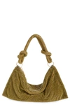 Cult Gaia Hera Nano Knotted Embellished Shoulder Bag In Fatigue