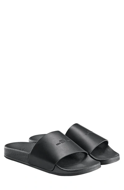 Koio Elba Leather Logo Pool Sandals In Night
