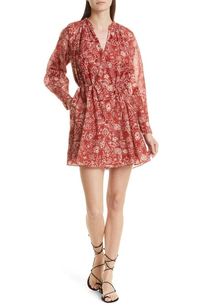 Rebecca Taylor Labyrinth Abstract Print Cotton & Silk Dress In Labyrinth Print Red