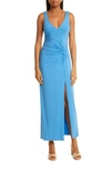 Rebecca Taylor Twist-front Maxi Dress In Infinity Blue