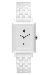 Mvmt Signature Square Ceramic Bracelet Watch, 26mm In White