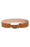 Akris Trapezoid Buckle Leather Belt In 043 Cardboard