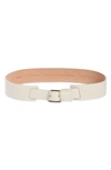 Akris Oblique Leather Belt In 011 Ecru